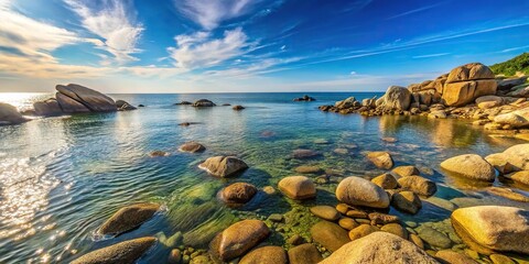 seascape with rocks and stones in summer Wide-Angle