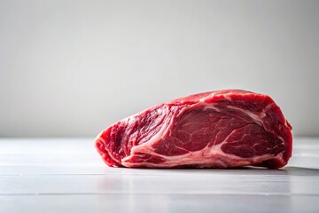 Raw red meat on white table Silhouette