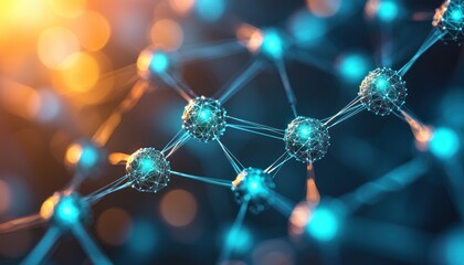 Aufkleber - Abstract Network of Blue and Orange Spheres Connected by Lines