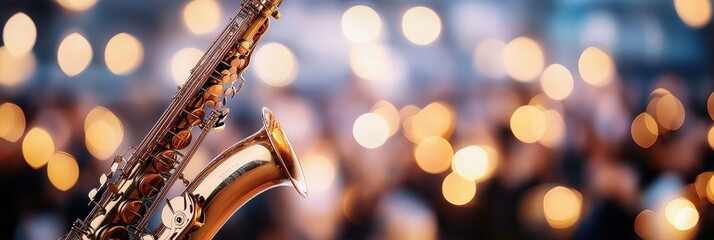 Saxophone with Bokeh Lights.