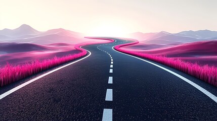 Minimalist flat design of a road network transforming into a structured grid pattern representing strategic planning organization and efficient growth development on a clean white background