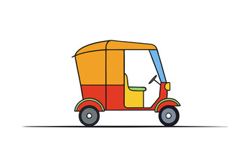 Rickshaw on Street | isolated vector silhouette illustration on white background