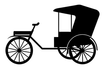 Rickshaw on Street | isolated vector silhouette illustration on white background