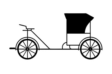 Rickshaw on Street | isolated vector silhouette illustration on white background