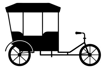 Rickshaw on Street | isolated vector silhouette illustration on white background