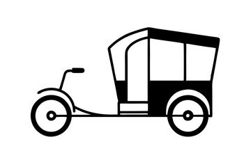 Rickshaw on Street | isolated vector silhouette illustration on white background