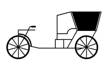 Rickshaw on Street | isolated vector silhouette illustration on white background