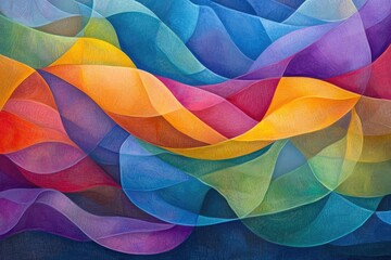 Wall Mural - Colorful wave patterns in vibrant hues, ideal for abstract backgrounds.