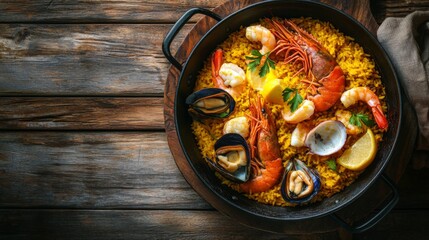 Vibrant Seafood Paella with Saffron Rice