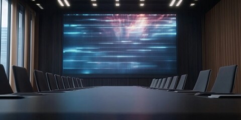 Aufkleber - Futuristic Corporate Conference Room with Holographic Presentation Technology