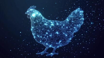 Wall Mural - chicken and egg. low poly wireframe. vector polygonal image in the form of a starry sky or space, co