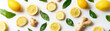 © Atlas - Lemon and ginger root on white background top view, created with Generative AI technology
