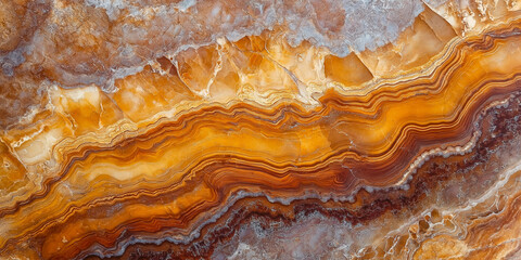 Leinwandbilder - Richly layered orange and brown hues create stunning natural marble surface, showcasing intricate patterns and textures that evoke sense of warmth and elegance
