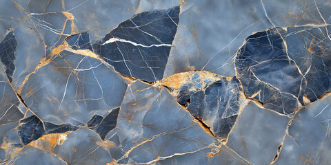 Leinwandbilder - stunning breccia marble surface texture featuring blend of blue and gold hues, showcasing intricate patterns and natural veining. This elegant design adds touch of sophistication to any space