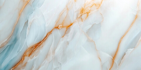 Leinwandbilder - Elegant marble surface texture featuring soft blue and white hues with delicate golden veins, perfect for interior design and artistic backgrounds