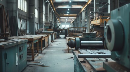 Wall Mural - a bending machine in a welllit, organized factory