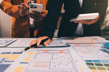The designer team is designing the uxui system to make the uxui system work well on new phones and support system updates. Website development concept UI UX front end designer