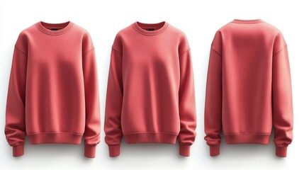 Canvas Print - Coral Sweatshirt Front Side and Back View Mockup High-Quality Template for Clothing Design Presentations and Apparel Projects. Generative AI