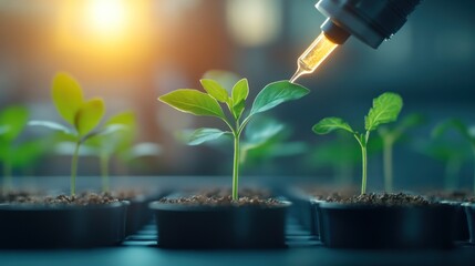 Gene editing in plants, with CRISPR technology visible in a close-up shot of plant cells being manipulated for genetic modification .