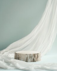 Aufkleber - Modern Minimalist Podium Display with Natural Textures and Monochrome Background