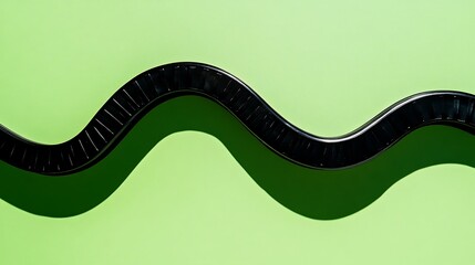 Black wavy line with long shadow on green background.