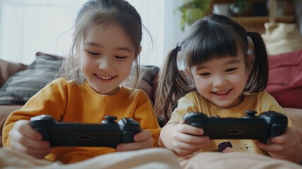 Happy Kids Playing Video Games