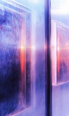 Leinwandbilder - Futuristic Abstract Close-Up of Metallic Surface with Neon Reflections