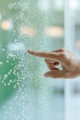Aufkleber - Futuristic Digital Interface Interaction with Hand in Technology Lab