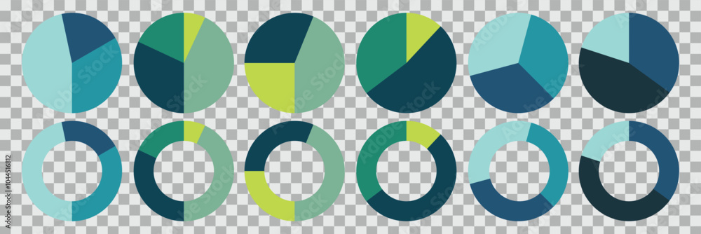 Pie chart set. Circle icons for infographic. Wheel round diagram part ...