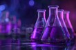 © Isuru - purple glass flask in blue research chemistry science banner laboratory background