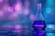 © Isuru - purple glass flask in blue research chemistry science banner laboratory background