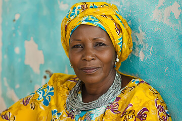 Portrait of a Senegalese woman in traditional boubou dress, Senegal