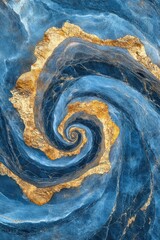 Wall Mural - Marble surface with blue and gold swirl