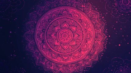 A mandala composed of overlapping circles and intricate Indian henna patterns, arranged to create a textured and layered effect. The flat illustration style highlights the detailed linework,