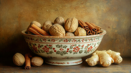 Winter Spices in Decorative Bowl Still Life