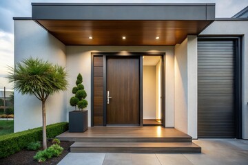 Modern entrance simple front door for a luxury house Silhouette