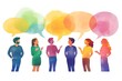 © SachiDesigns - people talking with speech bubbles, communicating and interacting vector illustration clipart