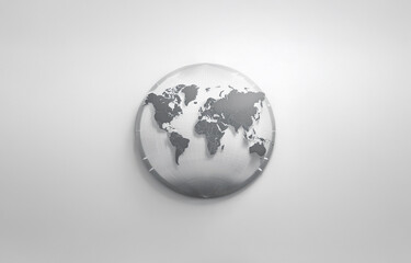 a simple, gray and white, 3d rendering of the earth against a white background.