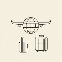 Poster - A globe, mid-flight airplane, and suitcase depict the excitement of international travel, capturing the essence of exploration. Generative AI