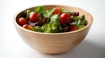 Wall Mural - Fresh Salad in Wooden Bowl with Cherry Tomatoes