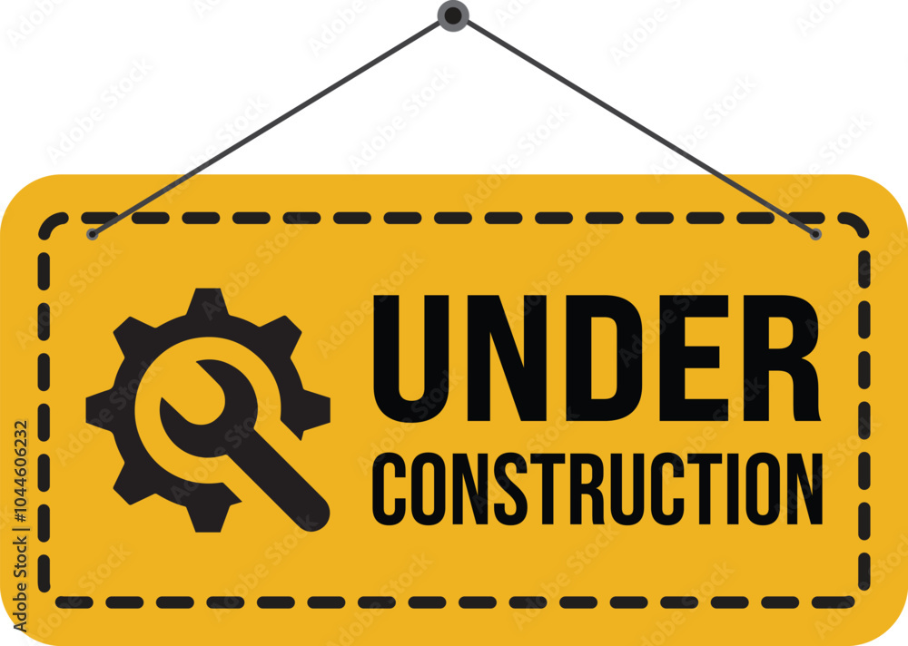 under construction site banner sign vector black and yellow diagonal ...