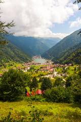 Wall Mural - uzungol view from the hills in the summer. visit trabzon vertical background