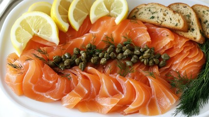 Sticker - Fresh Salmon with Lemon and Capers Garnish