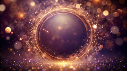 Sweet dark shiny purple brown blurry sharp circle bokeh light and glitter sparkles dust background