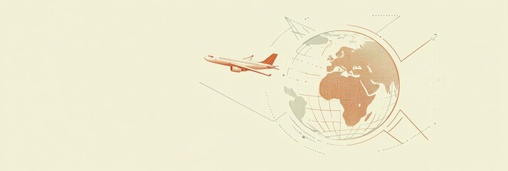 Leinwandbilder - The design showcases a globe, an airplane in mid-flight, and a suitcase, representing the spirit of global travel and adventure. Generative AI