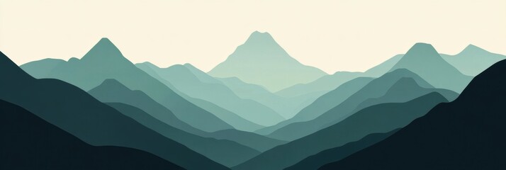 Poster - Experience the captivating outline of a mountain range at dawn, setting the stage for adventure and exploration in the great outdoors. Generative AI
