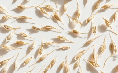 Cardamom seeds scattered on a white surface under a well-lit setting