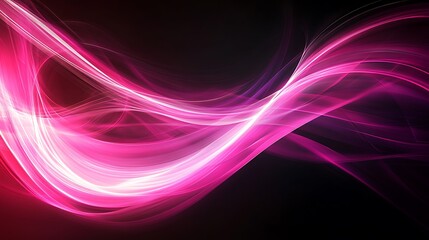 Fractal neon lights abstract background wallpaper background design on dark surface, neon pink lights cyberpunk style lights on motion