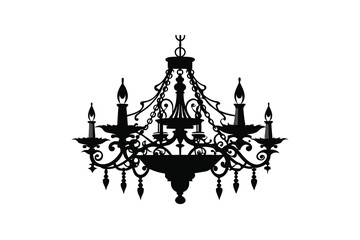 chandelier silhouette black color D.eps