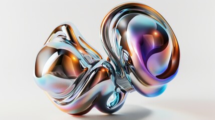 Wall Mural - 3d render of abstract art with surreal 3d organic ball in curve wavy smooth and soft bio forms in ma